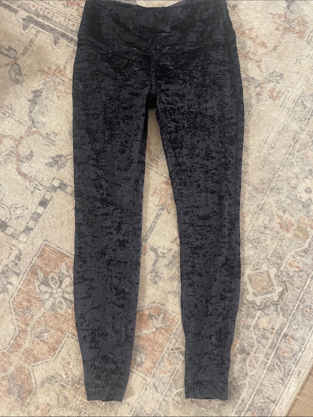 lululemon athletica Black Crushed Velvet-tight Leggings